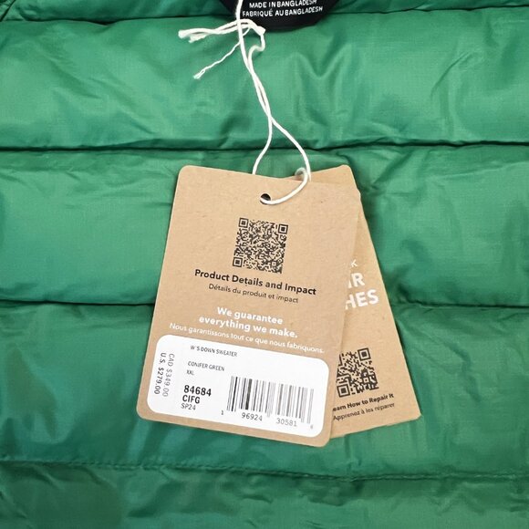 New $279 Patagonia Womens 2XL Down Sweater Full Zip Puffer Jacket Conifer GREEN - Picture 13 of 13